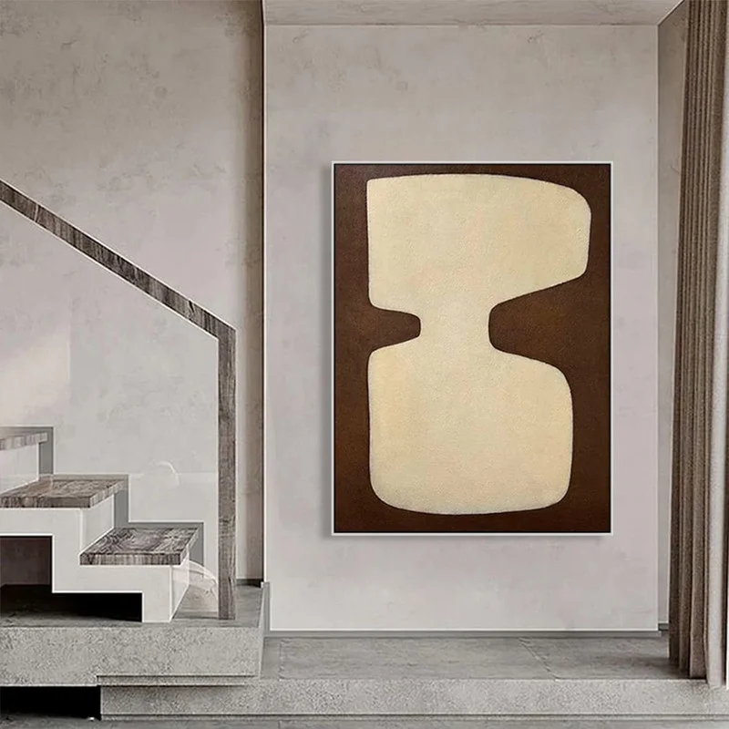 Brown Abstract Painting Wabi Sabi Wall Art Minimalist Painting Neutral Abstract Art Lare Earth Tone Modern Painting Home Decor
