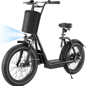 Caroma Peak 800W Foldable Adult Electric Scooter with 20-inch Wide Tires, 48V Battery, Basket, and Adjustable Seat