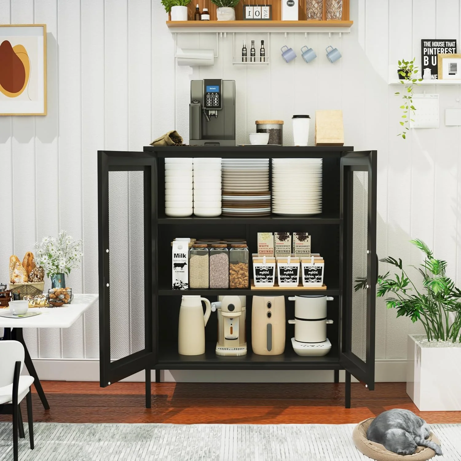 CHSHIN 40" H Blue Metal Storage Cabinet with 2-Mesh Doors for Home,Office,Kitchen,Bar(Width:31.5")