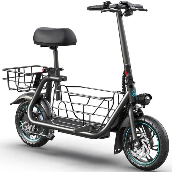 Electric scooter for adults with large center basket