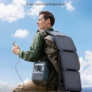 Anker Solar Generator SOLIX C300 with 60W Solar Panel, 288Wh Portable Power Station, 300W (600W Surge), LiFePO4 Battery, 140W Two-Way Fast Charging, for Outdoor Camping, Traveling, and Emergencies