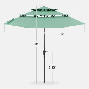Best Choice Products 10ft 3-Tier Patio Umbrella, Market Sun Shade w/ Tilt Adjustment, Easy Crank - Red