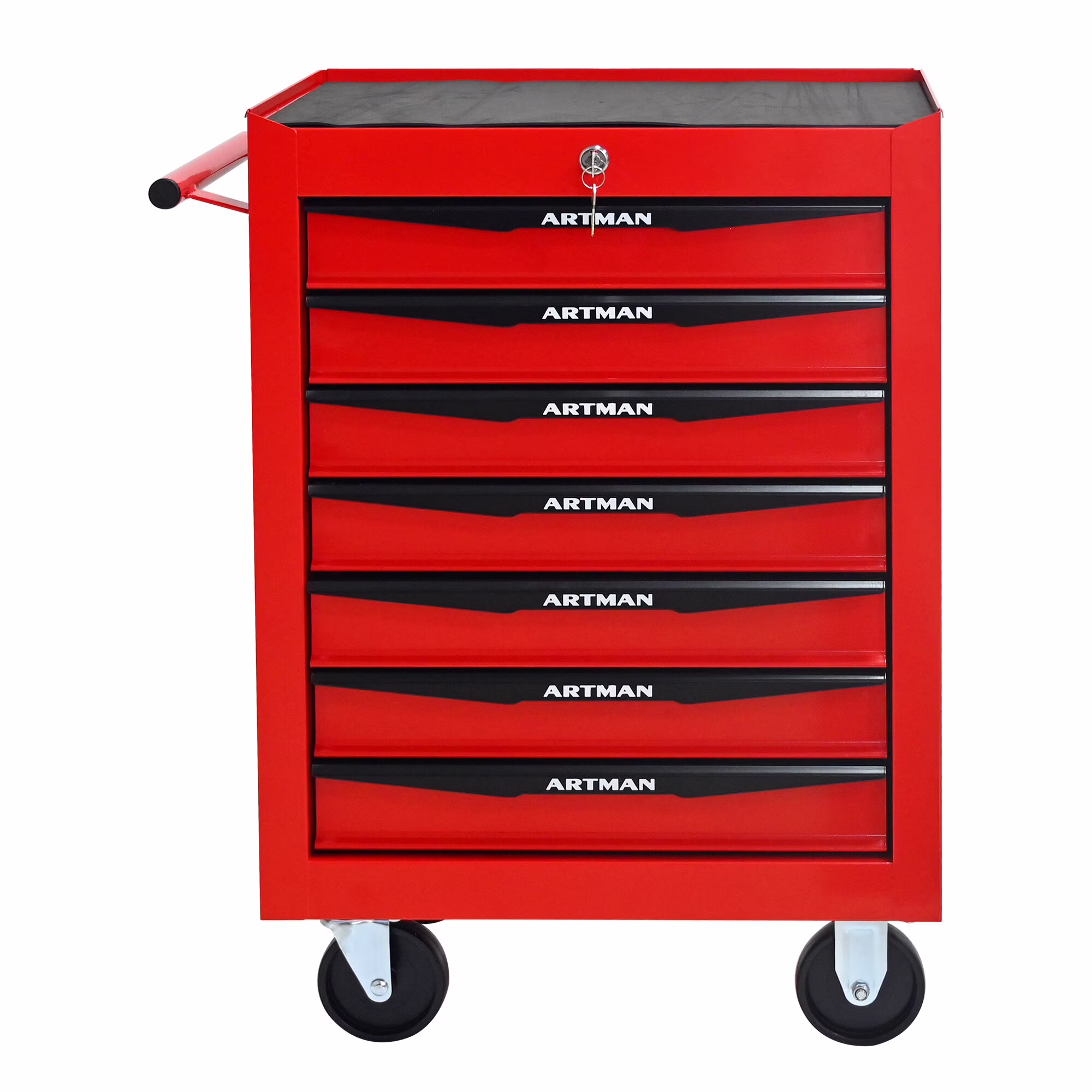 Tool Cabinets 4 Drawers Multifunctional Tool Cart with Wheels,Metal Rolling Tool Cart Storage for Garage Workshop Warehouse Repair Shop--With Stainless Steel Roof- Red&Black,Garage Tool Cabinets
