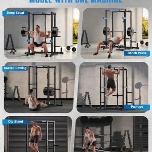 Sportsroyals Power Cage,1600lbs Multi-Function Power Rack with Adjustable Cable Crossover System and More Training Attachment, Weight Cage for Home Gym