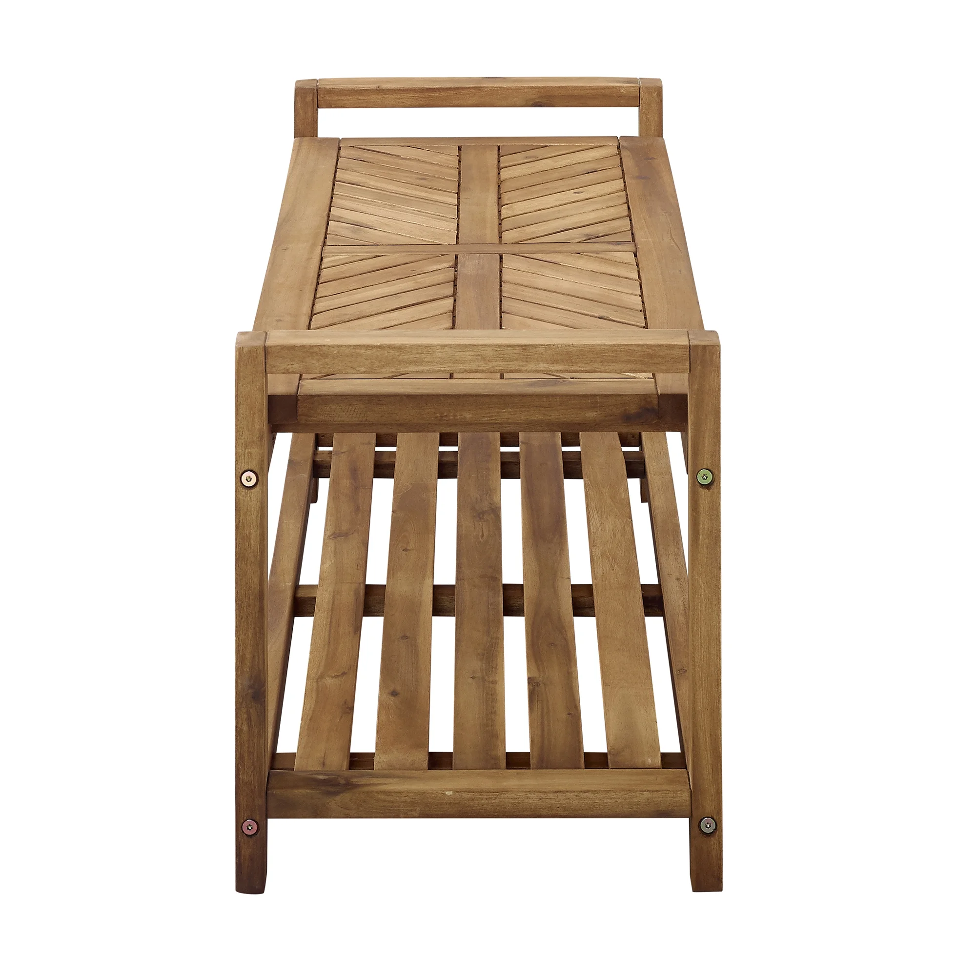 Manor Park Chevron Outdoor Storage Acacia Wood Bench - Brown