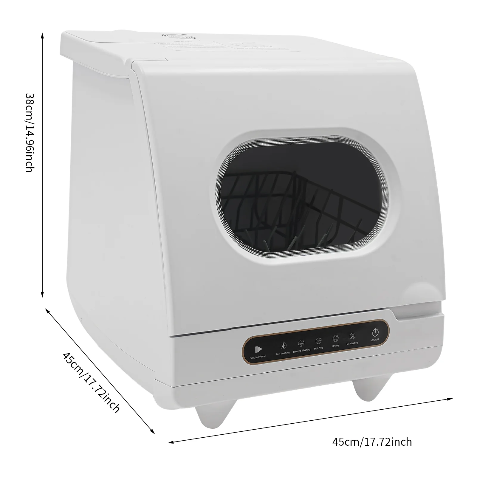 ToppiJoy Portable Countertop Dishwasher with 5 Washing Functions, Quick Wash, Sterilization & Energy-Saving Design -C Ideal for Small Kitchens, Apartments, and Family Homes