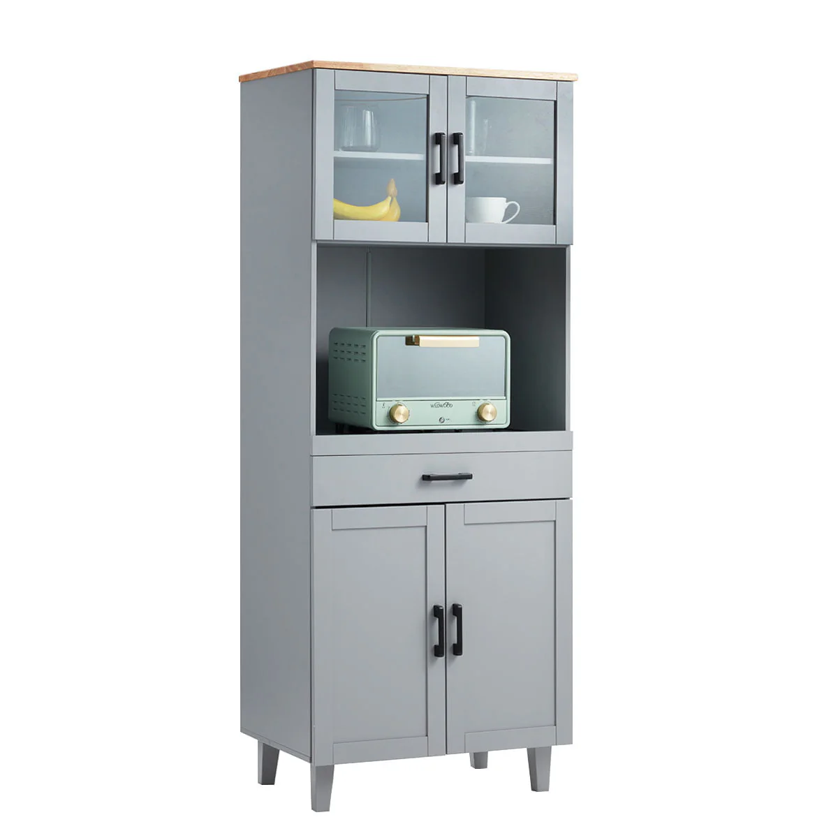 Erinnyees Kitchen Cabinet Pantry Cabinets with 2 Cabinets, 1 Cutlery Drawer, 1 Open Shelf, Kitchen Storage Cabinets for Home&Office
