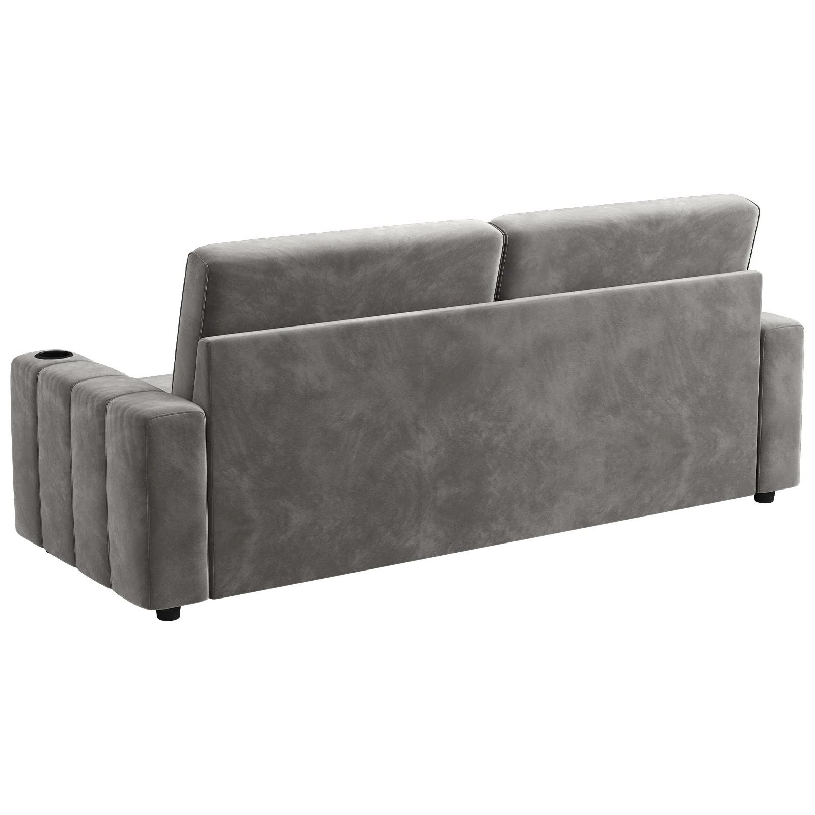 87-Large Loveseat Sofa, 3 Seater Couch with Storage, Velvet Fabric Deep Seat Sofa with Pillow& Cup Holders, Modern Comfy Sofa with USB& Type-C Ports, Home Sofa Couch for Living Room Bedroom