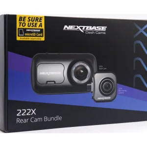 Nextbase 222X Compact Dual Dash Cam Front & Rear 2.5" HD IPS Screen, 1080p Full HD, 6 Layer Lens, Black, 0.17 lbs assembled.