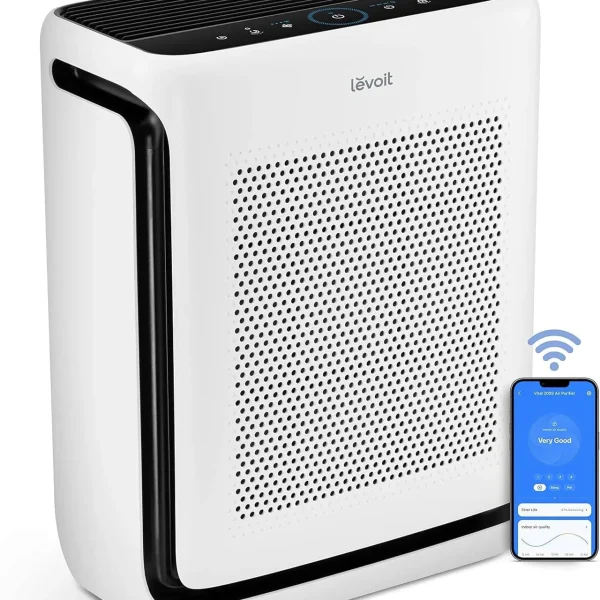 Air Purifiers for Home Large Room Up to 1800 Ft² in 1 Hr with Washable Pre-Filter, Air Quality Monitor, Smart WiFi, HEPA Sleep Mode for Allergies, Pet Hair in Bedroom, Vital 200S-P, White