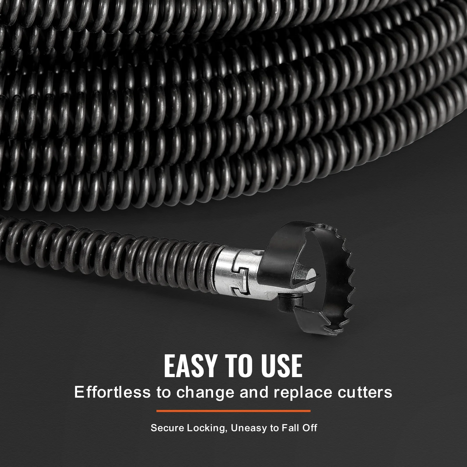 KFFKFF 100FTx5/8In & 7 Cutouts Drain Cleaning Cable for 0.8"-3.9" Pipes
