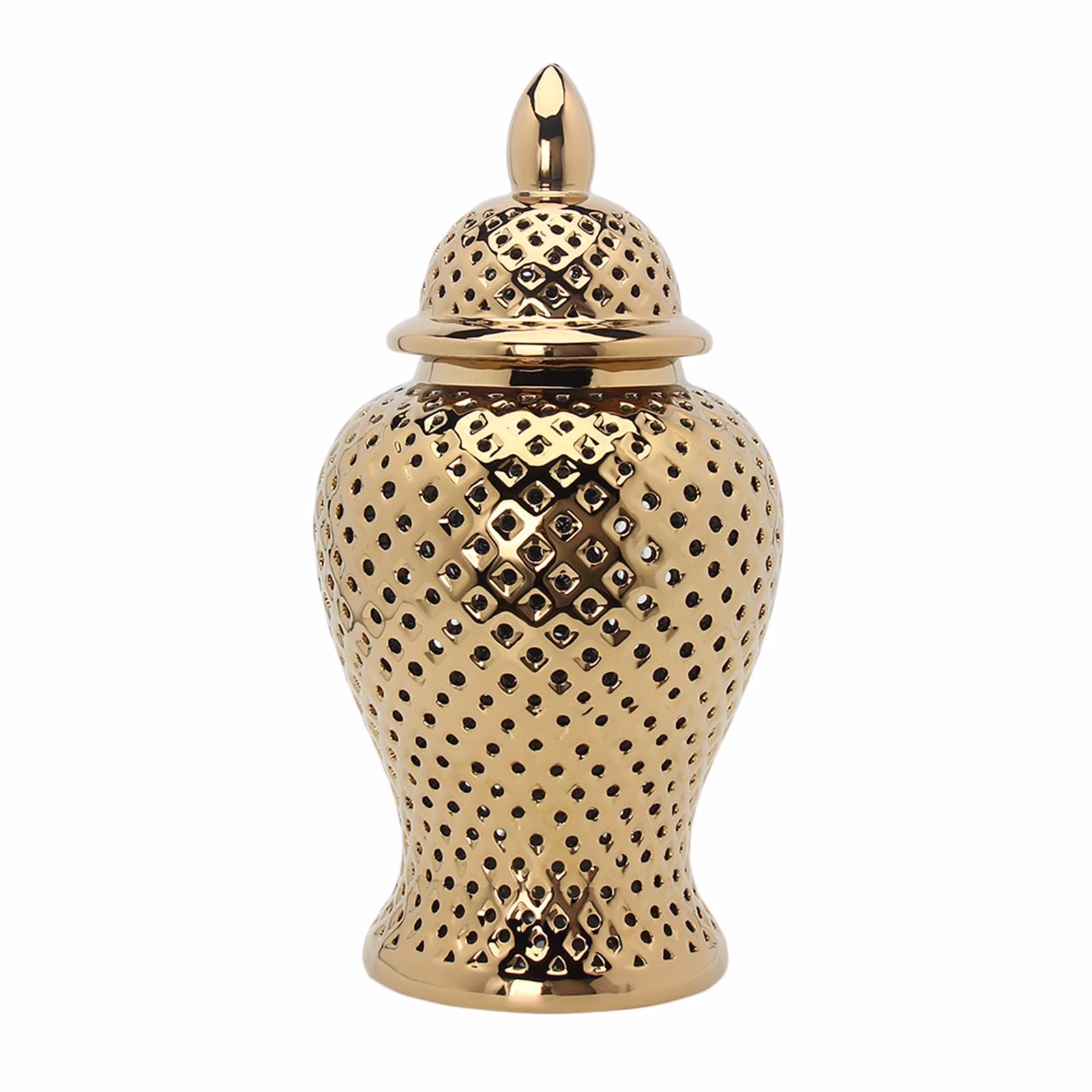 Vintage Style Ceramic Ginger Jar Dried Flower Vase Porcelain Storage Jar with