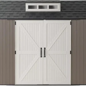 Rubbermaid Resin Outdoor Storage Shed With Floor Weather Resistant Gray Organization for Home