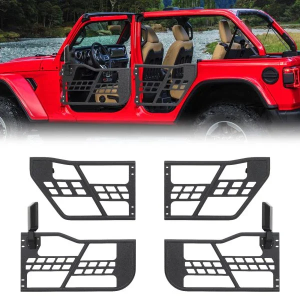 Off Road Safari Tubular Doors Compatible with 2018-2023 Wrangler JL 4 Door – Set of 4 Fat Tube Half Doors for Adventure