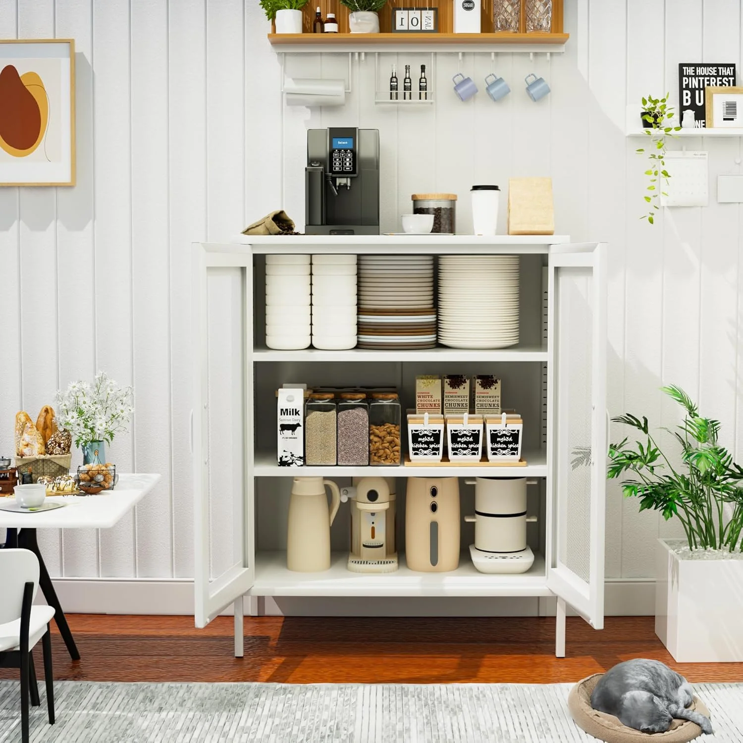 CHSHIN 40" H Blue Metal Storage Cabinet with 2-Mesh Doors for Home,Office,Kitchen,Bar(Width:31.5")