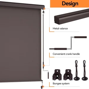 Superjoe Outdoor Roller Shade for Patio, Cordless Blackout Waterproof Blind, UV Block, 4'L x 6'W