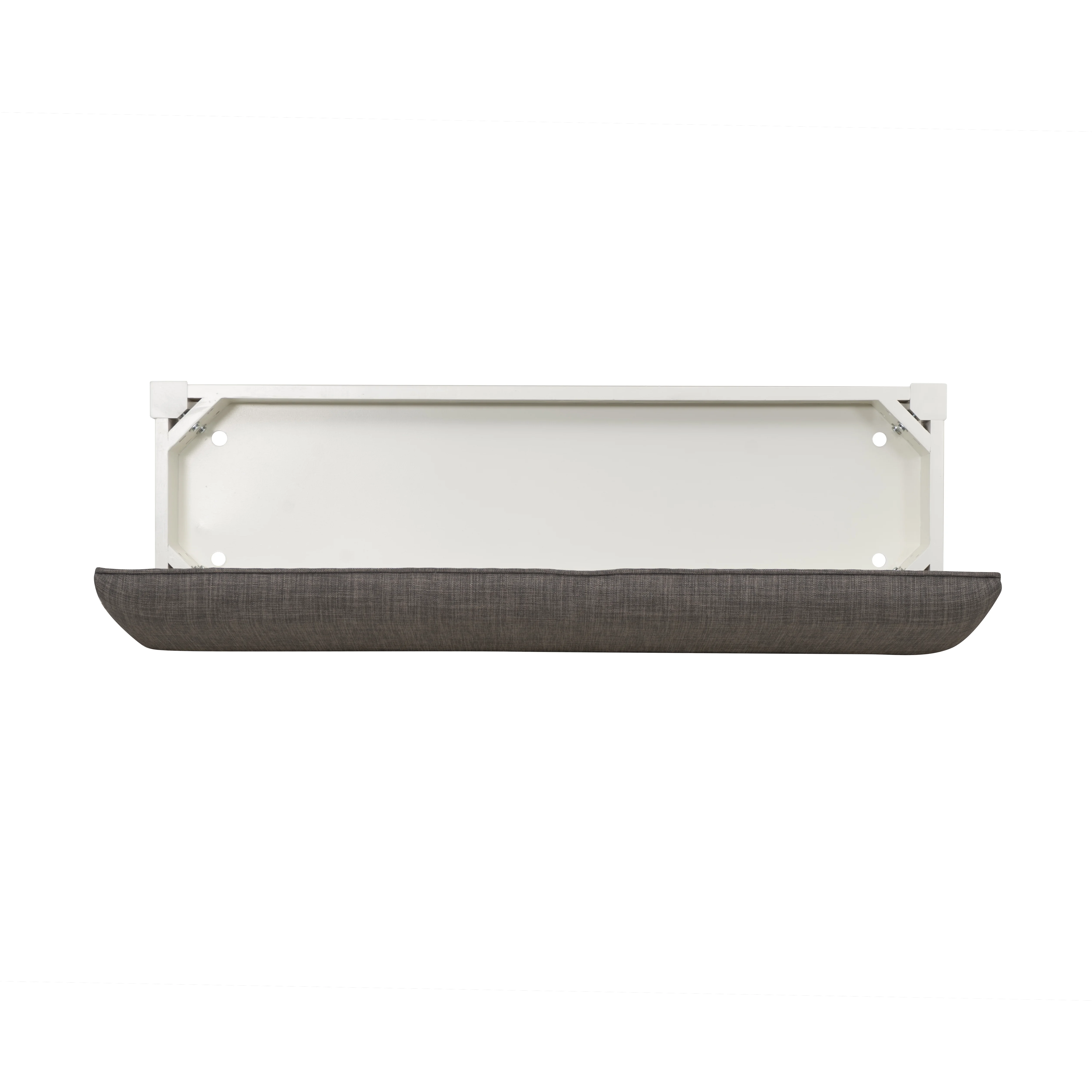 Kesten Farmhouse Dining Bench with Storage, Vanilla White Base with Rustic Taupe Fabric