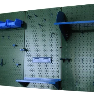 4ft Metal Pegboard Standard Tool Storage Kit - Green Toolboard & Blue Accessories