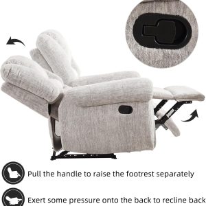 CANMOV Leather Recliner Chair, Classic and Traditional Manual Recliner Chair with Comfortable Arms and Back Single Sofa for Living Room, Nut Brown