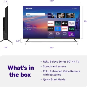 Roku 50" Select Series 4K HDR Smart TV with Voice Remote