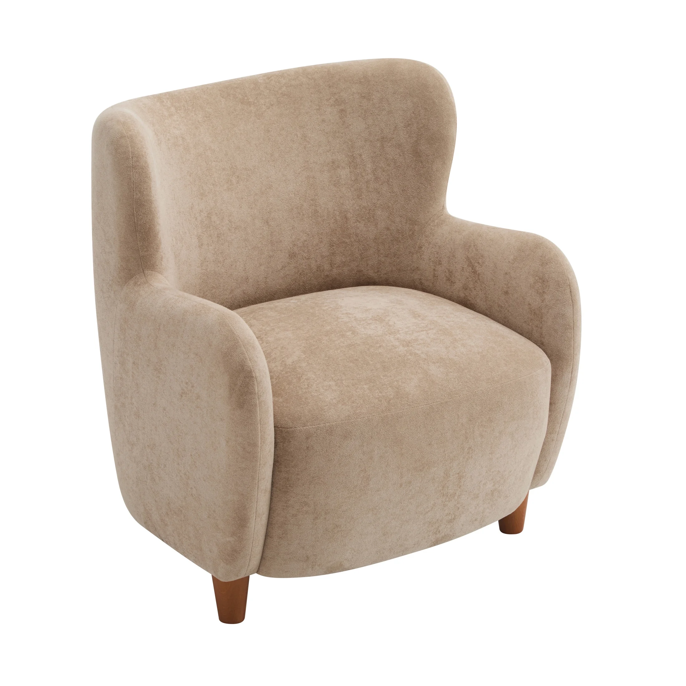 Christopher Knight Home Mid-Century Modern Velvet Wingback Accent Chair with Birch Legs, White