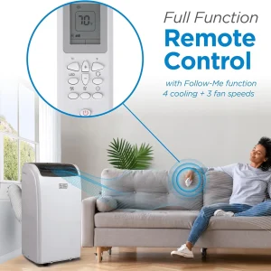 BLACK+DECKER 10,000 BTU Portable Air Conditioner for Rooms up to 450 Sq. Ft. with Remote – White