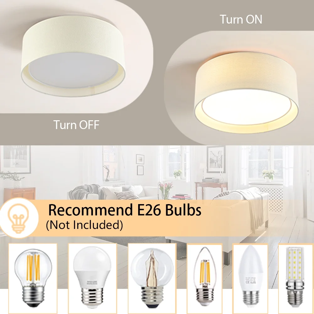 LEDET 15.7 in. Yellow Flush Mount Ceiling Light Rattan Weaving Shade Home Decor Pendant Lighting