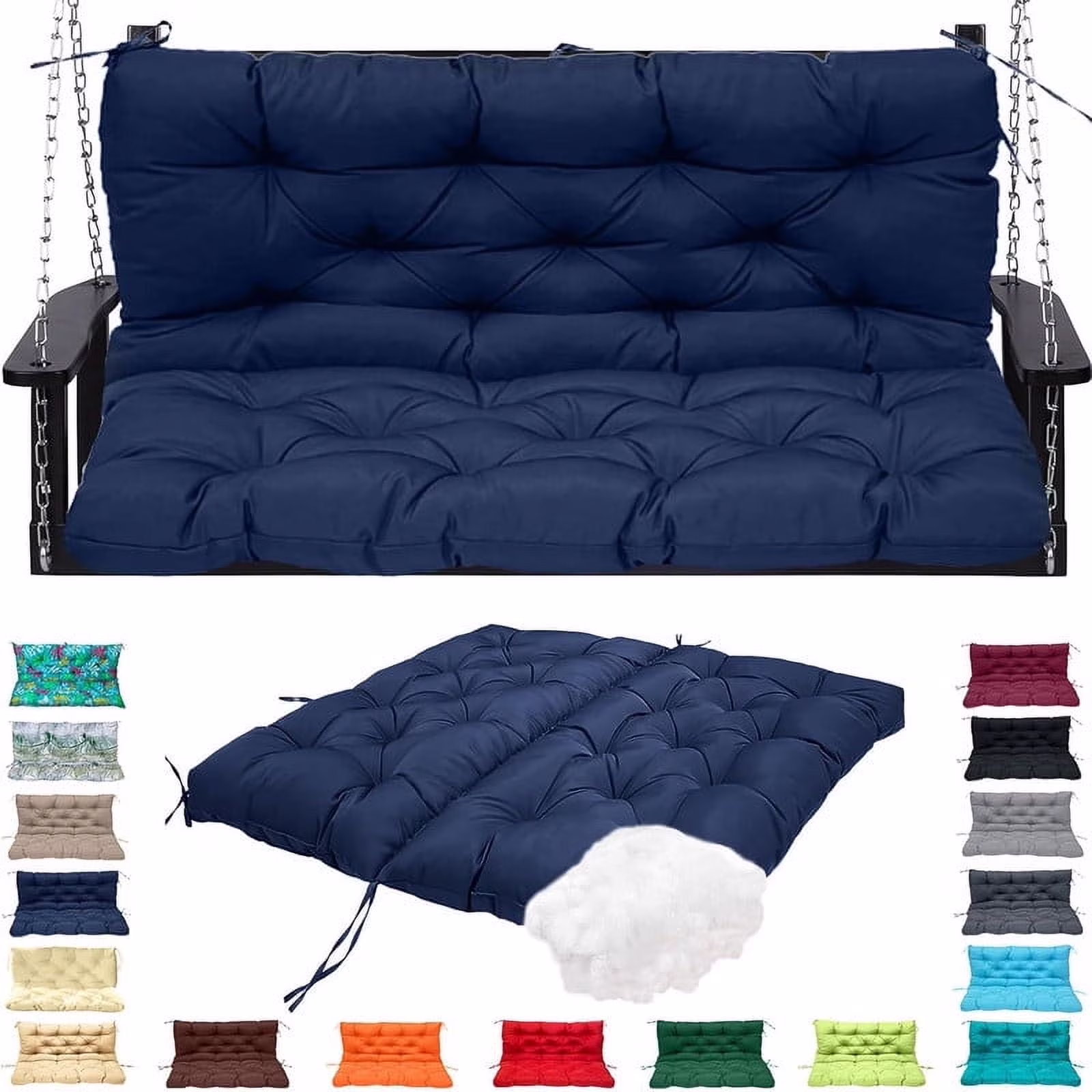 Replacement Cushions for Swing, Waterproof Porch Swing Cushion, 2-3 Seat Outdoor Bench Cushion with Backrest for Patio Furniture Garden Porch Loveseat Glider Pad (Sky Blue 70*40in)