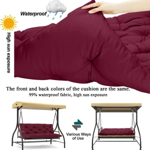 Replacement Cushions for Swing, Waterproof Porch Swing Cushion, 2-3 Seat Outdoor Bench Cushion with Backrest for Patio Furniture Garden Porch Loveseat Glider Pad (Sky Blue 70*40in)