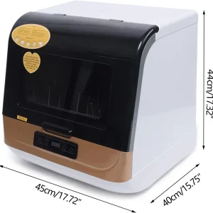 1200W Kitchen Countertop Dishwasher, Portable Mini Dishwashe 360- Streak-Free Deep Cleaning, 4 Washing Programs Automatic Dish Washing Machine for Home, Apartment, Black