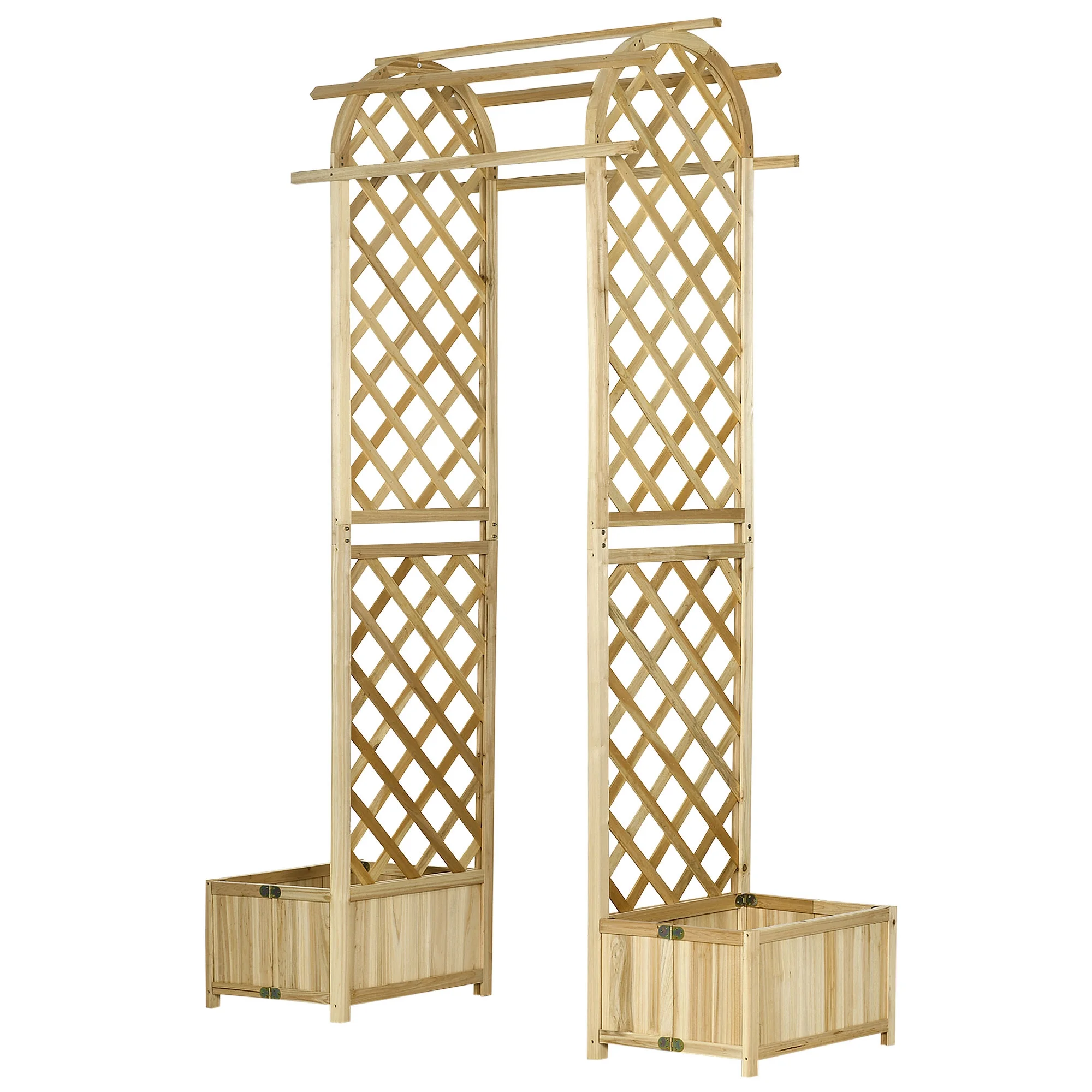 Outsunny Galvanized Raised Garden Bed,24" X 24" X 11.75" Outdoor Planter Box with Trellis Tomato Cage and Open Bottom for Climbing Vines,Vegetables,Flowers In Backyard,Garden,Patio,Cream,White Steel