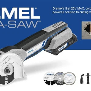 Dremel US20V-01 - 20V Max Cordless Ultra-Saw 1 Battery Tool Kit, (3) Cutting Wheels & Storage Bag, Ideal for Flush Cutting, Plunge Cutting and Surface Preparation