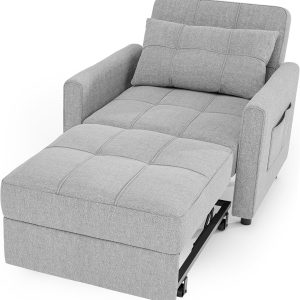 Sofa Bed Chair 3 in 1 Convertible Pullout Single Sleeper Chair Bed Spacious Multifunctional Sofa