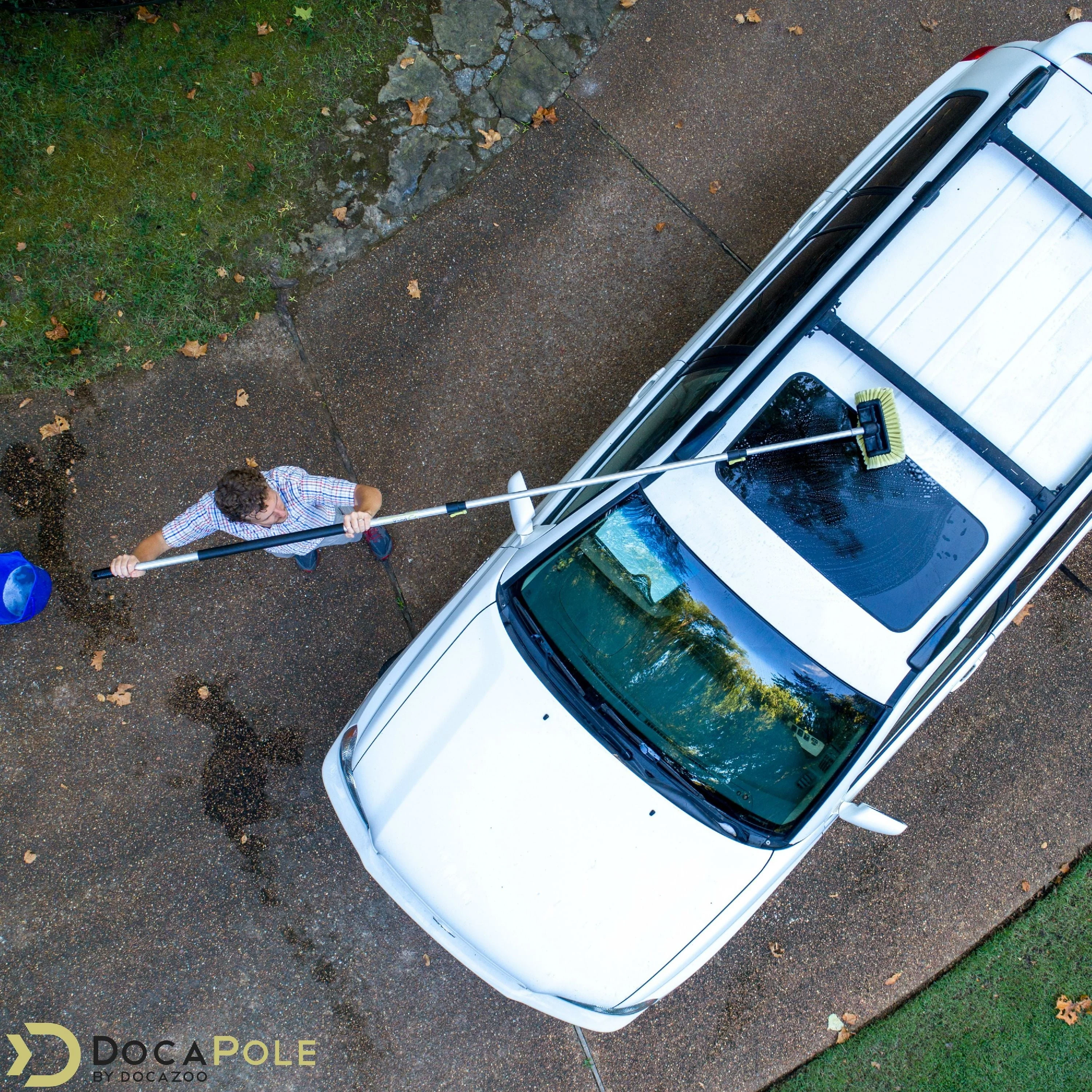 DocaPole Car Cleaning Kit: Car Wash Kit with 5-12-?Extension Pole & Soft Brush, Car Squeegee, Car Wash Mitt (2X), Microfiber Cleaning Head