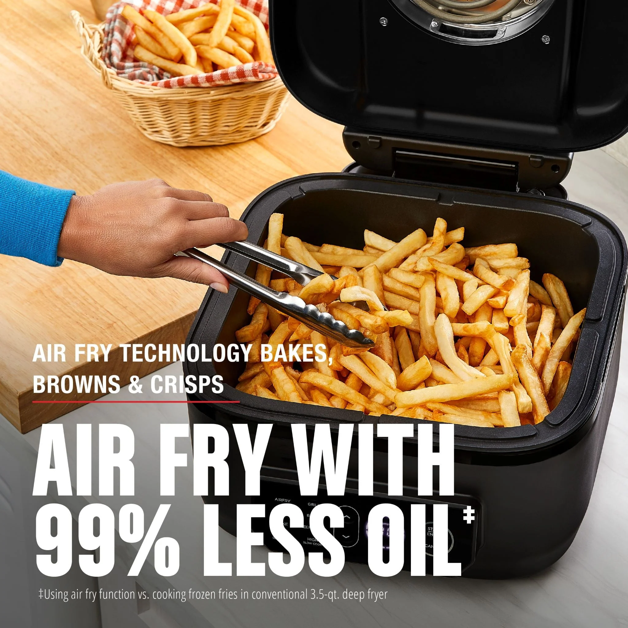 Foreman Beyond Grill 7-in-1 Electric Indoor Grill and 6 Quart Air Fryer, Black, MCAFD800D