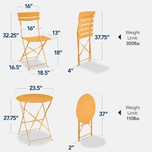 Best Choice Products 3-Piece Small Bistro Set, Folding Patio Furniture Set of 2 Chairs and Table - Black