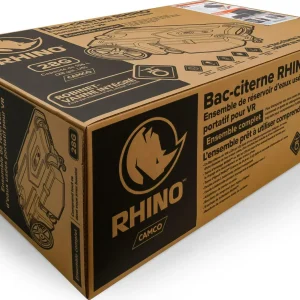 Camco Rhino Heavy Duty 28 Gallon Portable RV Waste Holding Tank with Hose and Accessories Durable Leak Free and Odorless RV Tote Tank (39004)