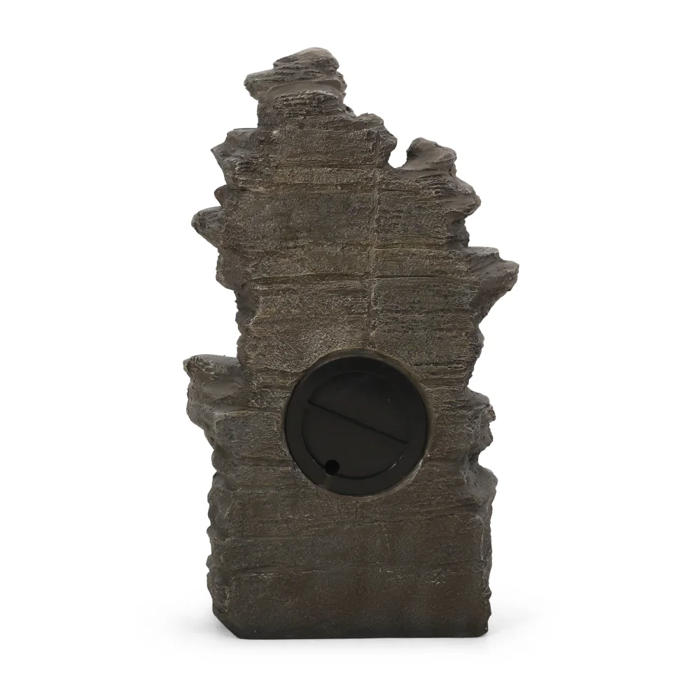 Holaki 23.5" H Outdoor Fountain,4-Tire Waterfall Flow Floor Fountain with LED Light for Patio,Gadern,Backyard,Art Home Decoration,Light Brown