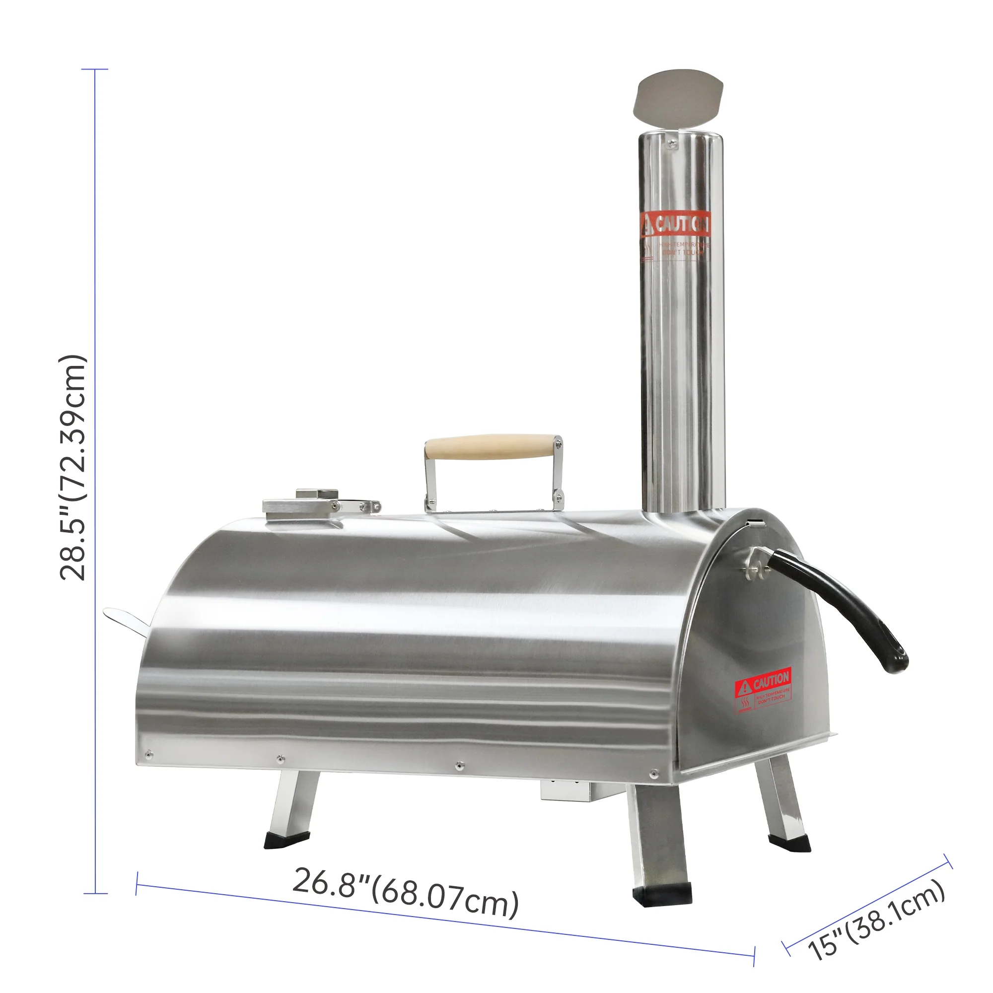 BBQ Utensils Silver Pizza Oven Outdoor 12" Semi-Automatic Rotatable Pizza Ovens Portable Stainless Steel Wood Fired Pizza Oven Pizza Maker with Built-in Thermometer Pizza Cutter Carry Bag,Outdoor Gri