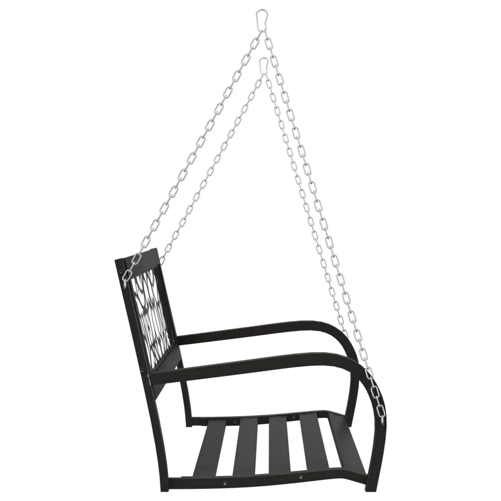 vidaXL Patio Swing Bench 49.2" Steel and Plastic Black