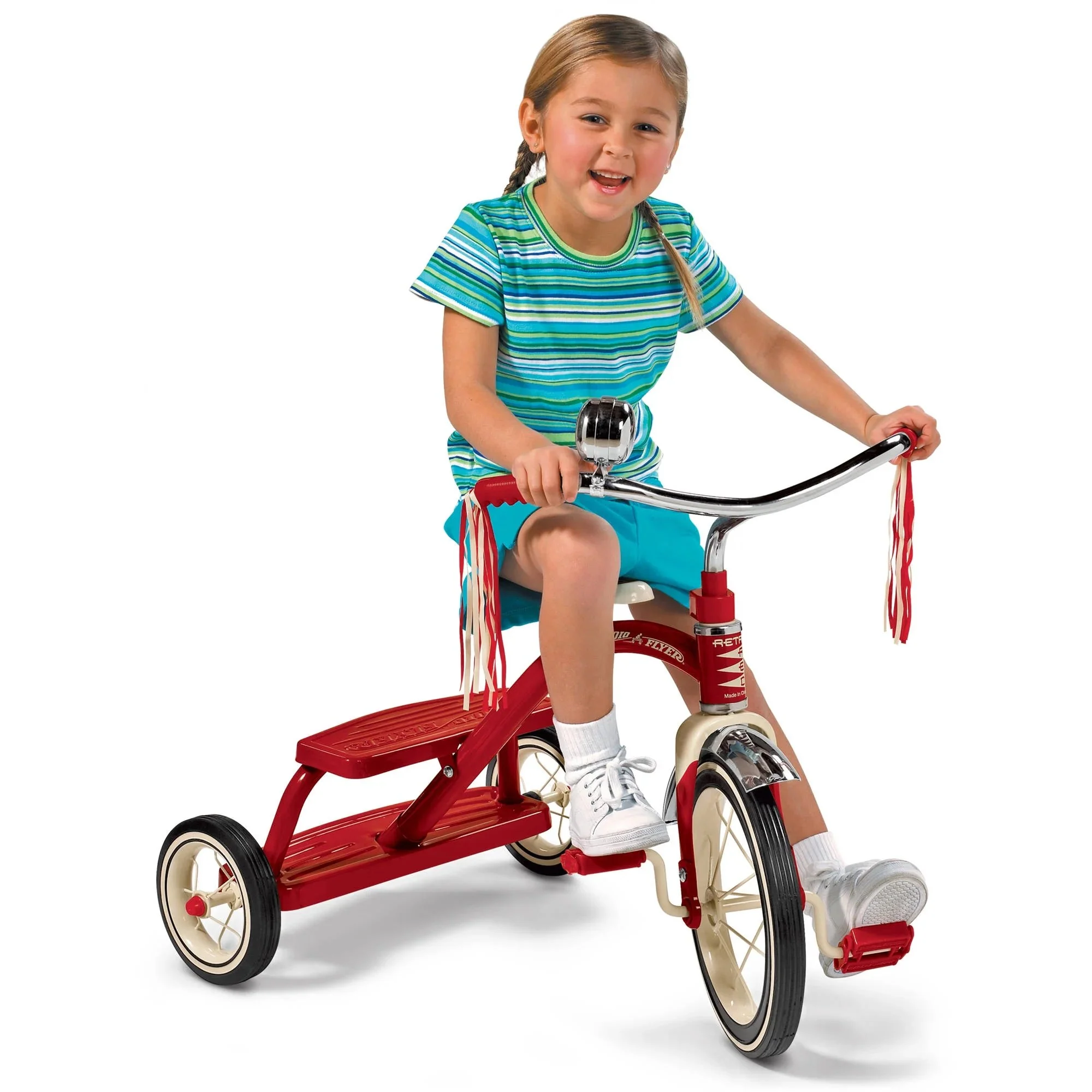 Radio Flyer, Classic Red Dual Deck Tricycle, 12′′ Front Wheel, Red, Kids Ages 2.5 – 5 Years