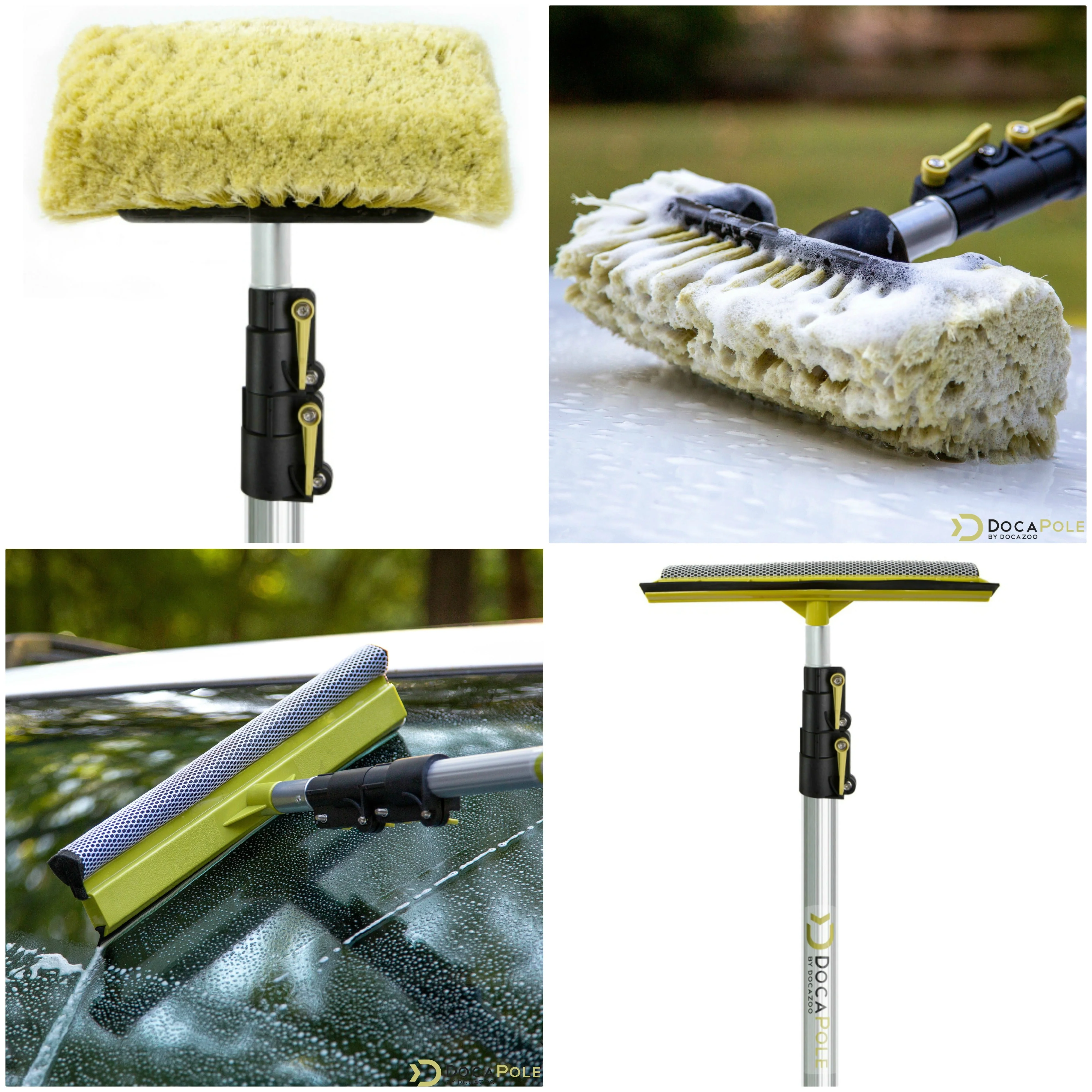 DocaPole Car Cleaning Kit: Car Wash Kit with 5-12-?Extension Pole & Soft Brush, Car Squeegee, Car Wash Mitt (2X), Microfiber Cleaning Head