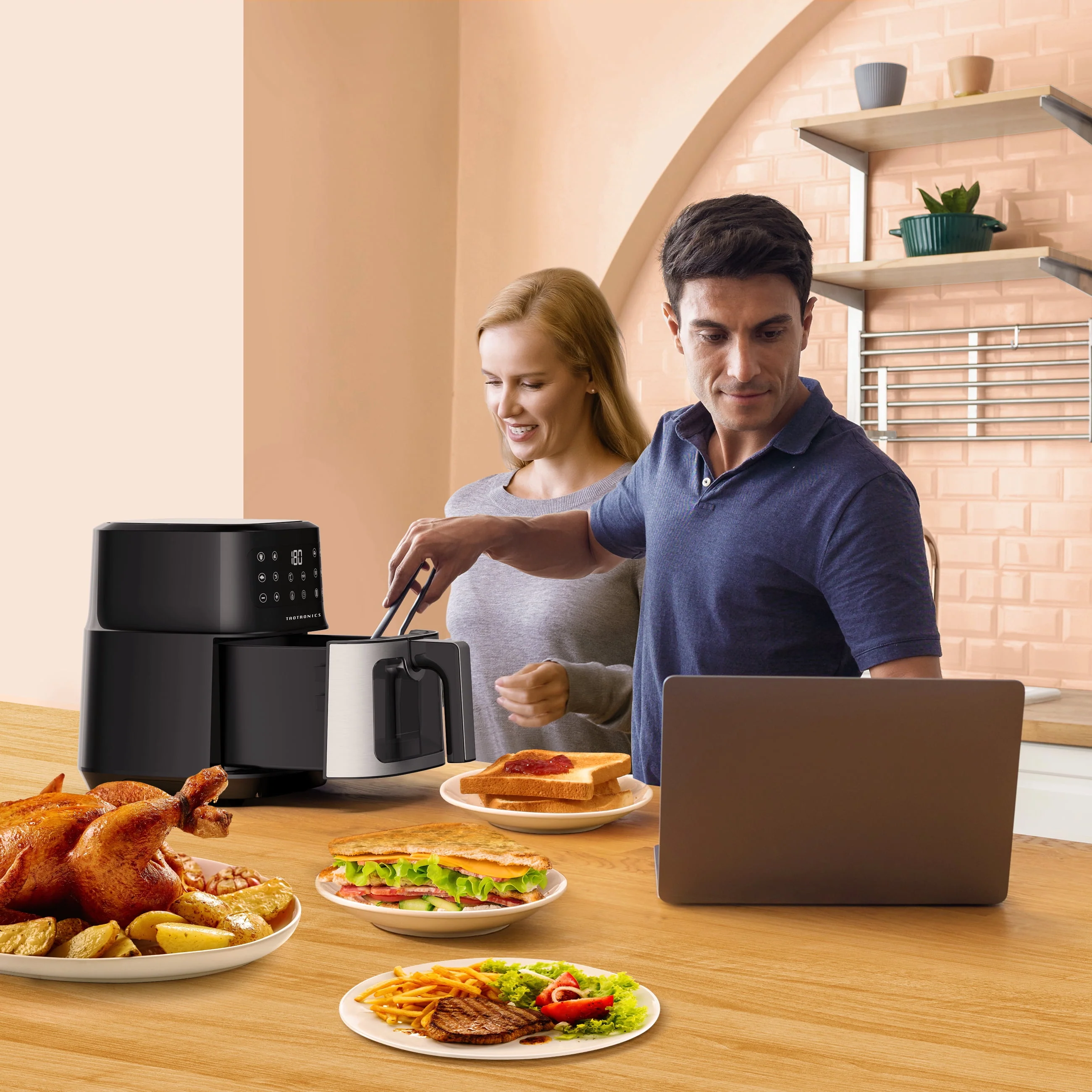 TaoTronics Air Fryer, 8-in-1 Airfryer Oven with Viewing Window Smart Touch 5.3 Quart