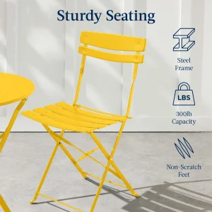 Best Choice Products 3-Piece Small Bistro Set, Folding Patio Furniture Set of 2 Chairs and Table - Black