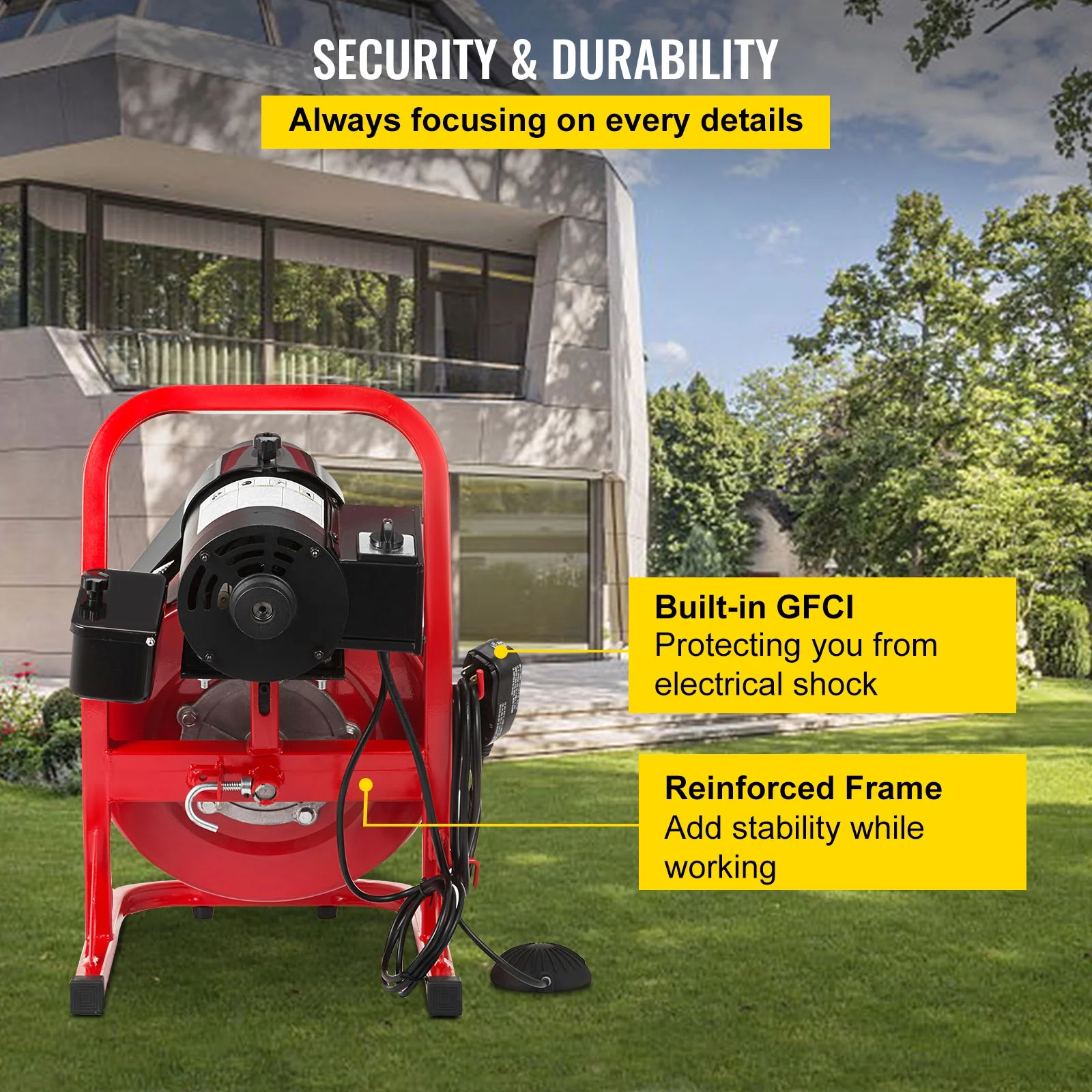 BENTISM Drain Cleaner 50'-100' Drain Cleaning Machine Snake Sewer Clean w/ Cutters[50ft x 3/8in Light(open type)]