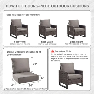 Bellefurn Outdoor Deep Seat Cushion 24 X 24 X 6 inch for Patio Furniture,Outdoor Chair Cushions Waterproof & Fade Resistant Patio Furniture Cushions for Wicker Chair, Sofa, Couch
