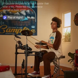 Donner DED-80 Electronic Drum Set, Electric Drum Set for Beginner with 4 Quiet Mesh Drum Pads, 2 Switch Pedal, 180+ Sounds, Throne, On-Ear Headphones, Sticks, and Melodics Lessons Included.