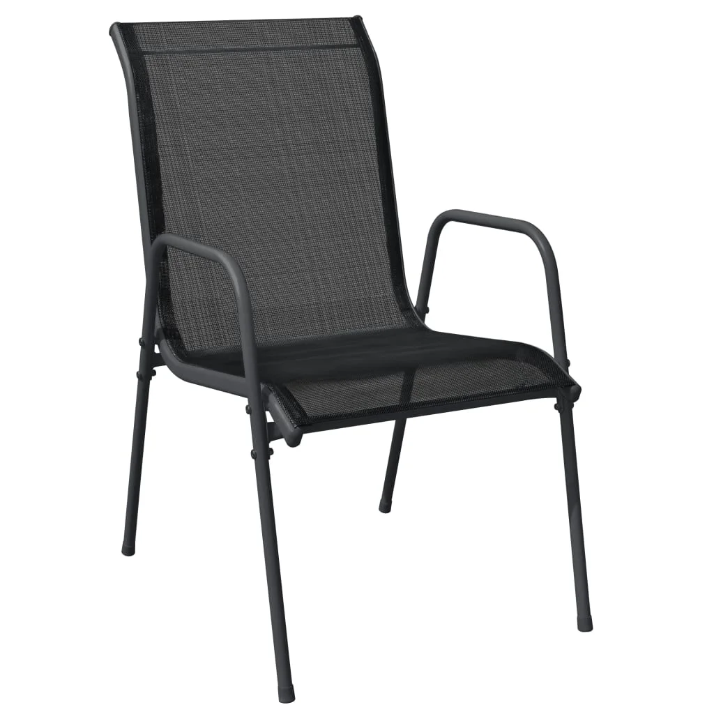 vidaXL Steel Outdoor Waterproof Patio Chairs, Black (Set of 2)