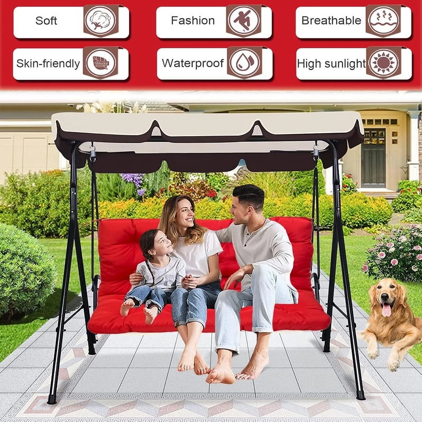 Replacement Cushions for Swing, Waterproof Porch Swing Cushion, 2-3 Seat Outdoor Bench Cushion with Backrest for Patio Furniture Garden Porch Loveseat Glider Pad (Sky Blue 70*40in)