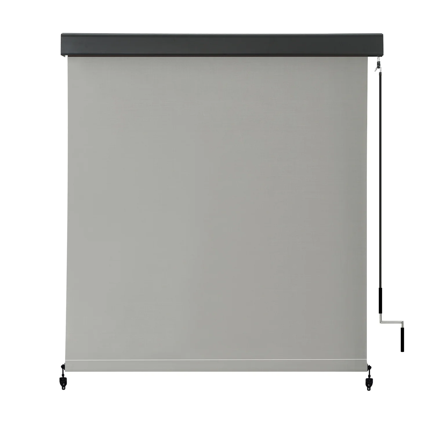 Vicllax 7'Wx8'H Outdoor Roller Shades Blinds for Patio Porch Crank Operation Solar Fabric, Light Gray